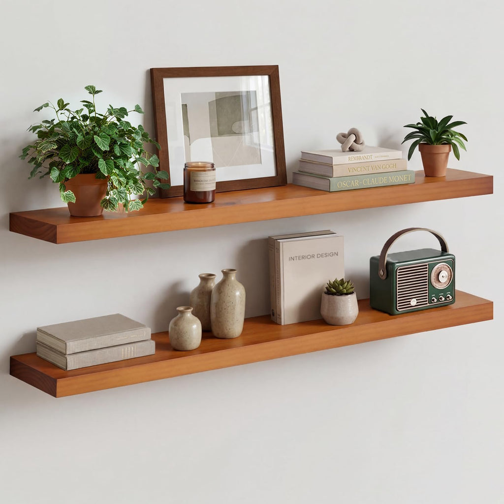 Honey Oak Floating Shelves Set of 2