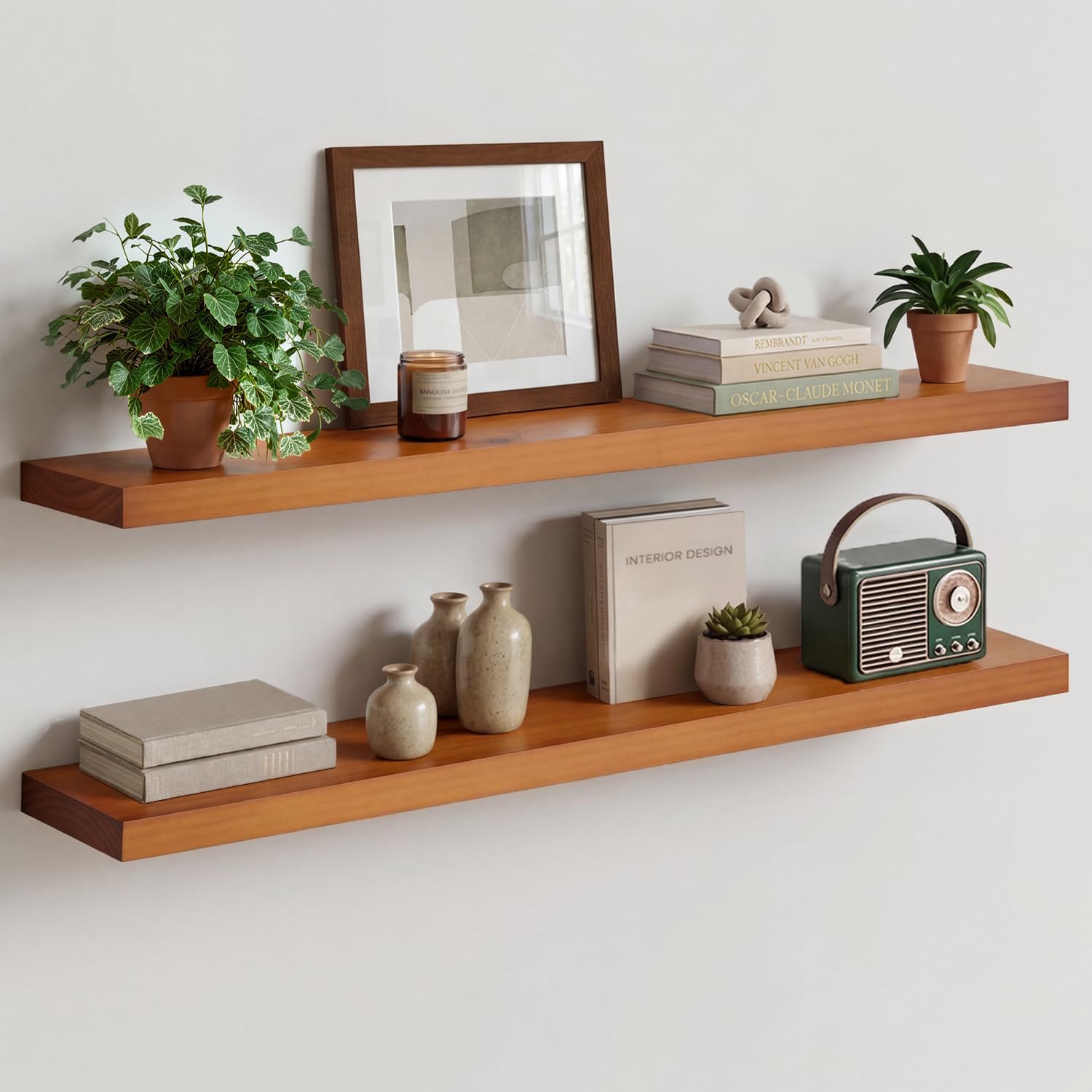 Honey Oak Floating Shelves Set of 2