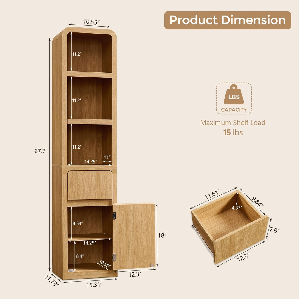 67" Narrow Bathroom Storage Cabinet