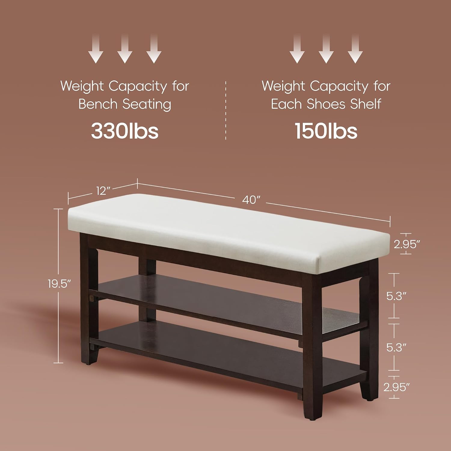White Leather Cushion Entryway Bench