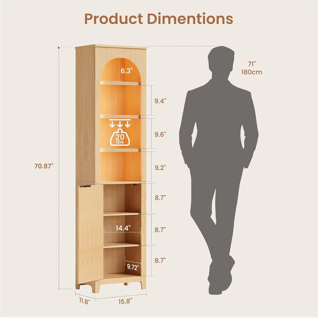 71'' Fluted Tall Bathroom Storage Cabinet