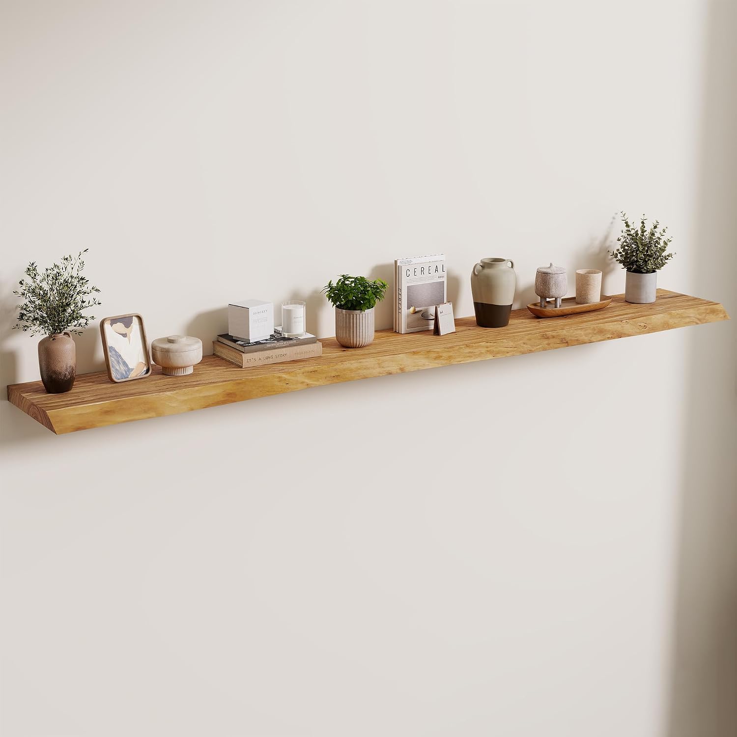 Extra Long Live Edge Floating Wood Shelves
