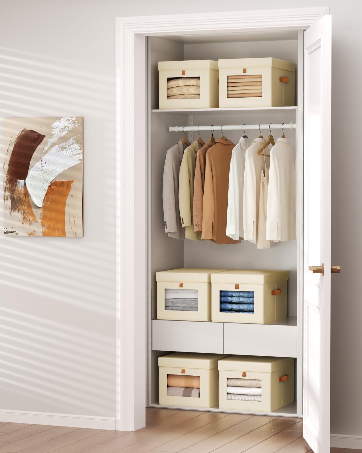 Fabric Storage Bins With Window Set of 3