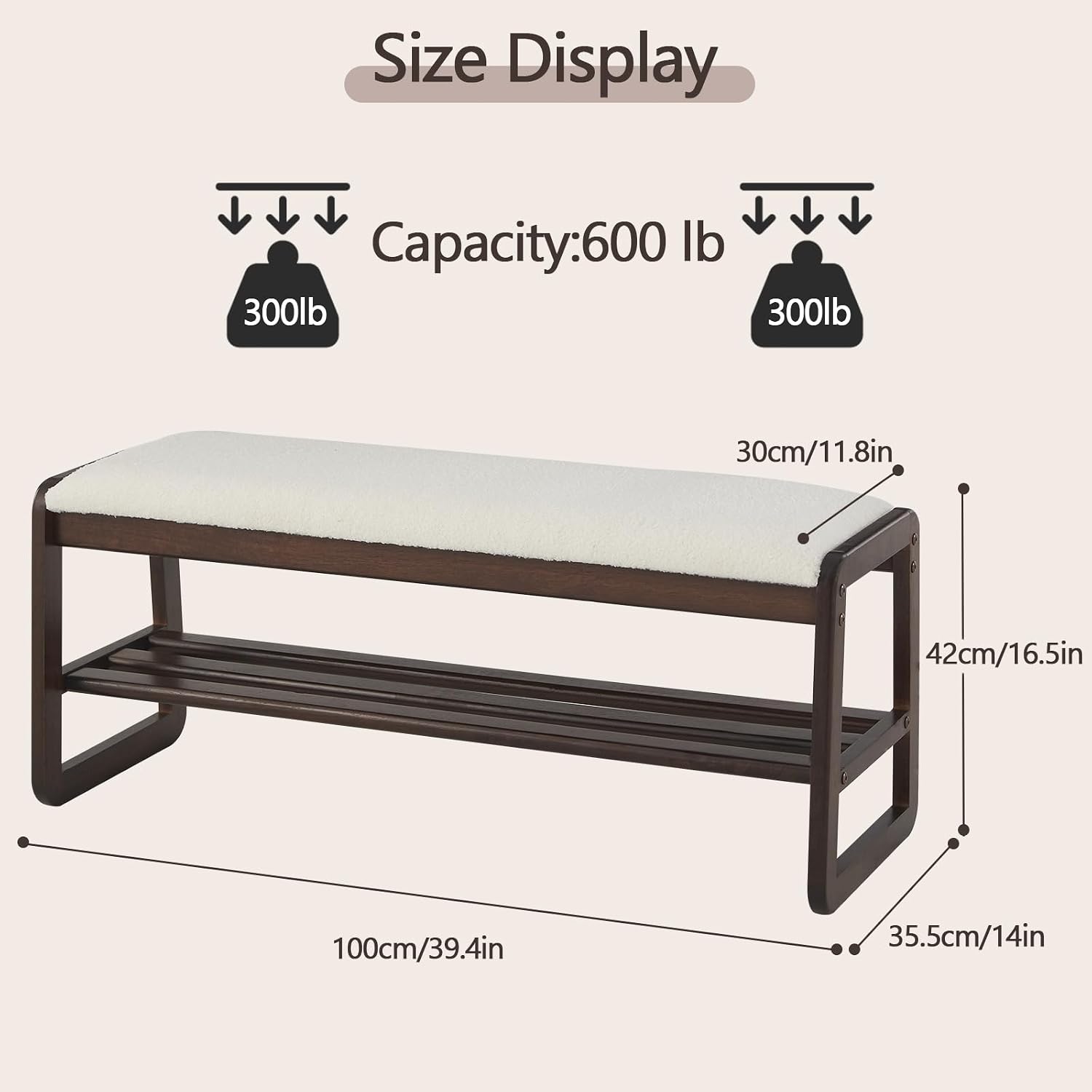 Cream White Wooden Shoe Rack Bench