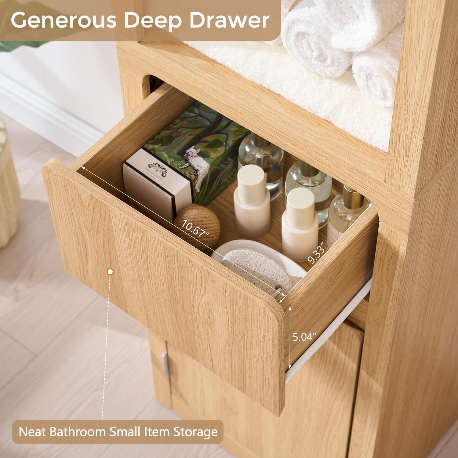 67" Narrow Bathroom Storage Cabinet