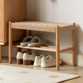 Solid Wood Woven Seat Entryway Bench