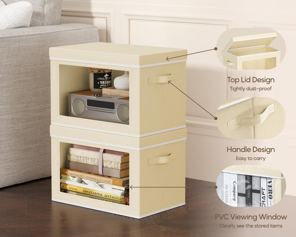 Fabric Storage Bins With Window Set of 6