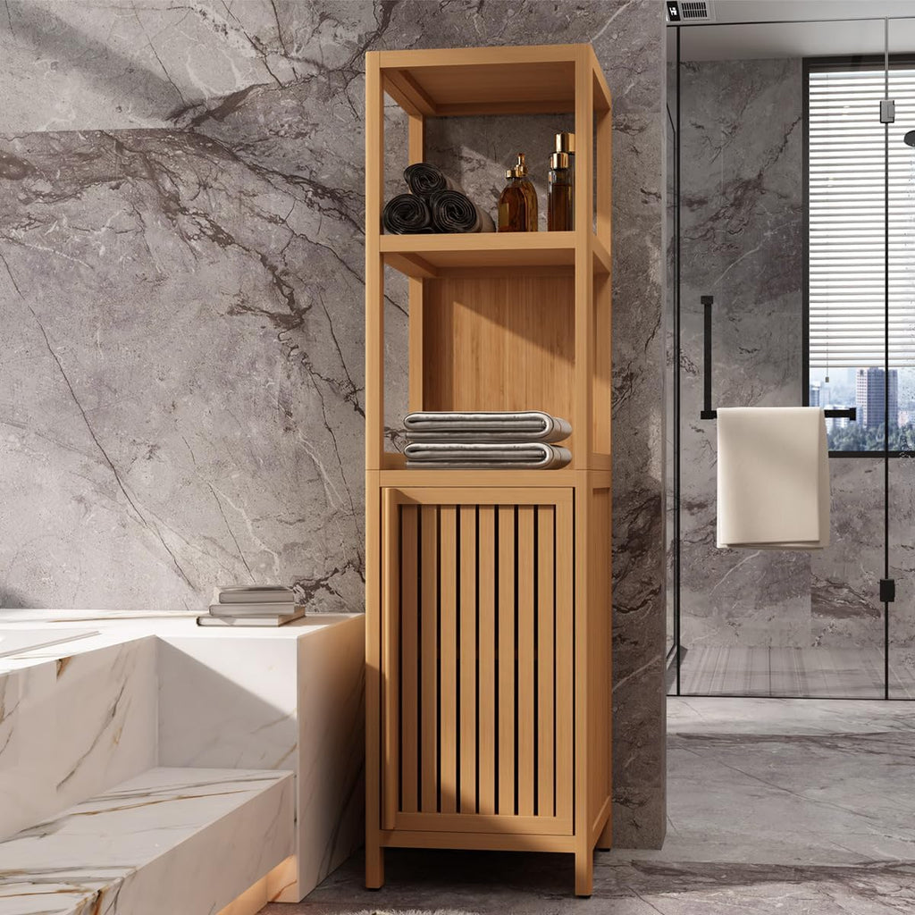 Bamboo Tall Bathroom Storage Cabinet