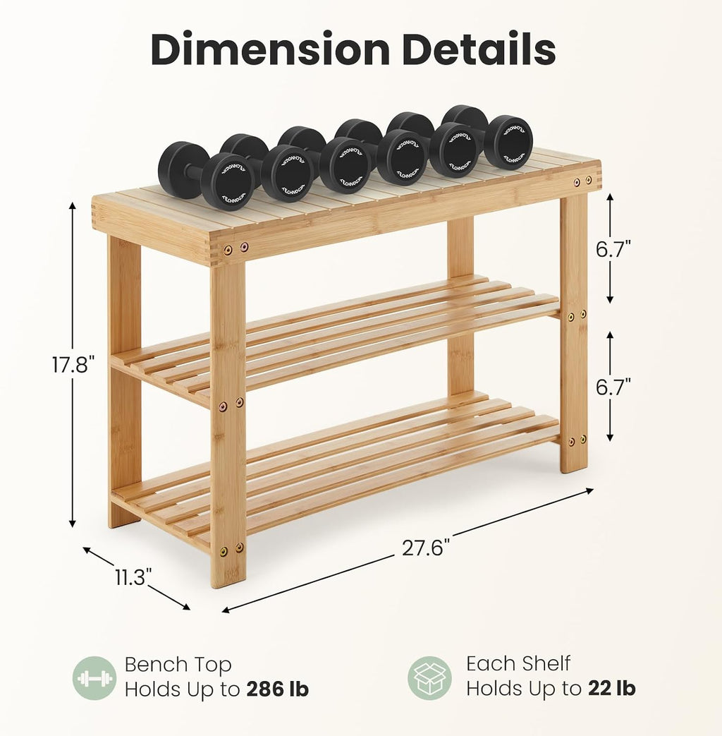 Bamboo Entryway Shoe Bench
