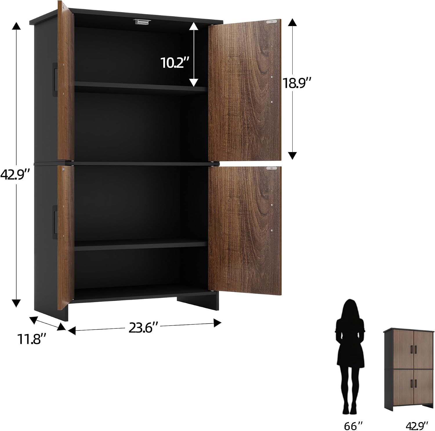 Black Fluted Door Tall Bathroom Cabinet