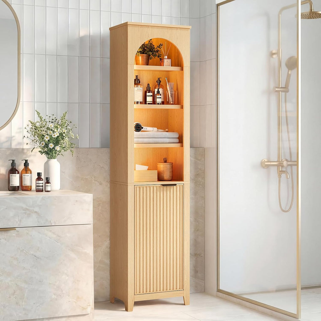71'' Fluted Tall Bathroom Storage Cabinet