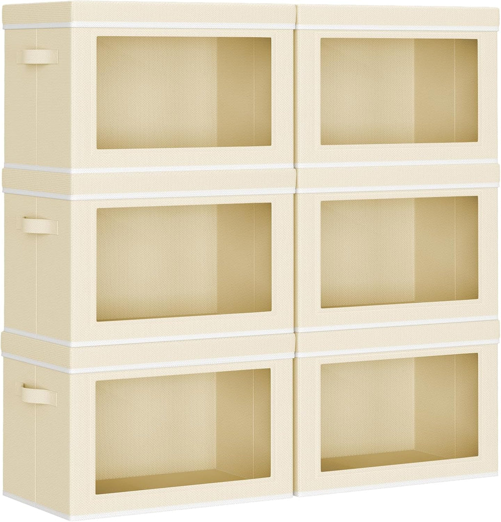 Fabric Storage Bins With Window Set of 6