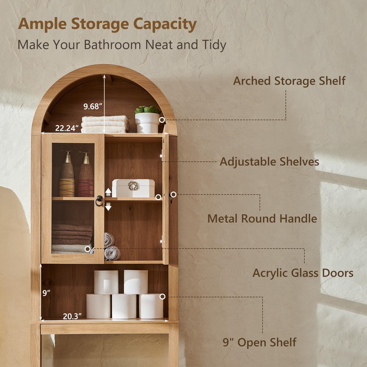 Arched Over Toilet Storage Cabinet