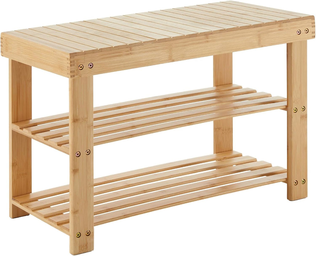Bamboo Entryway Shoe Bench