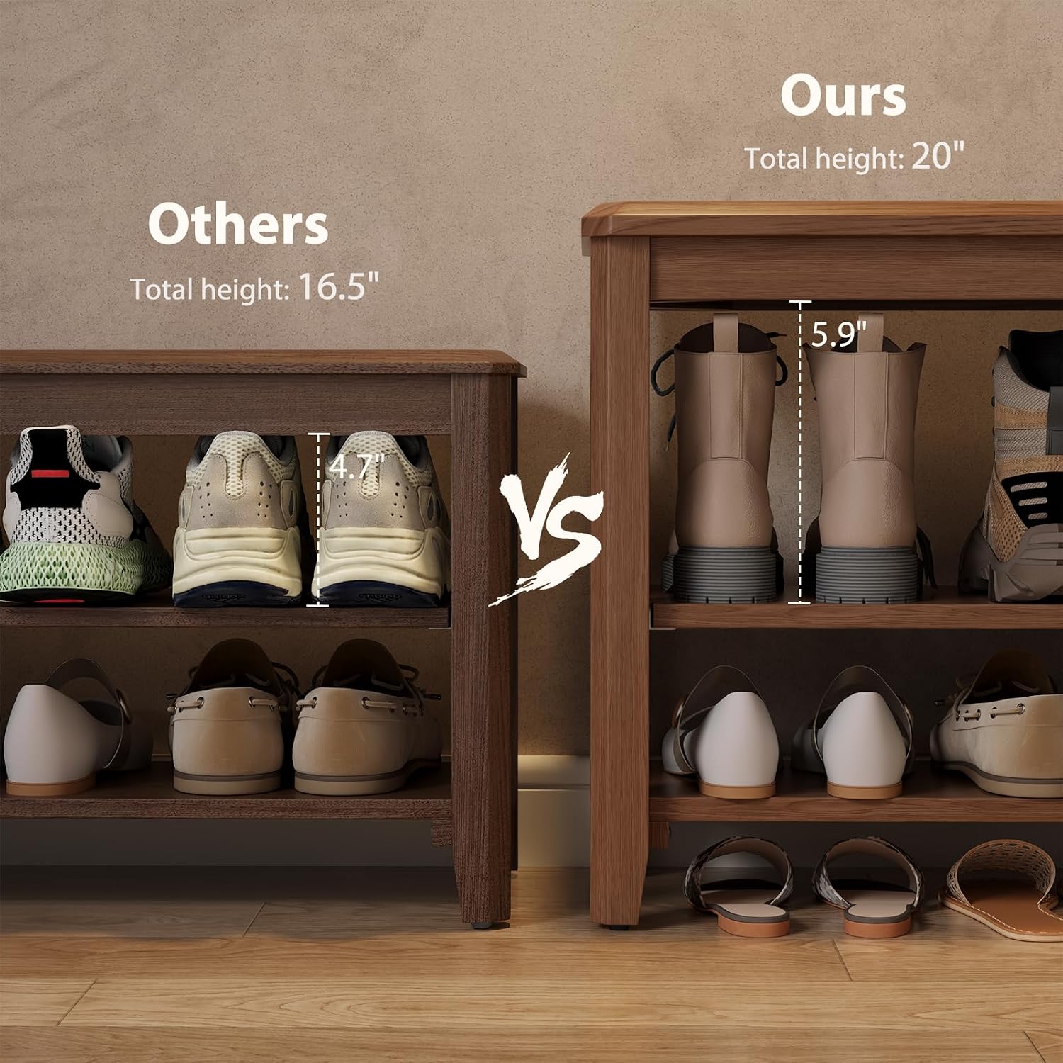 Wood Shoe Rack Bench