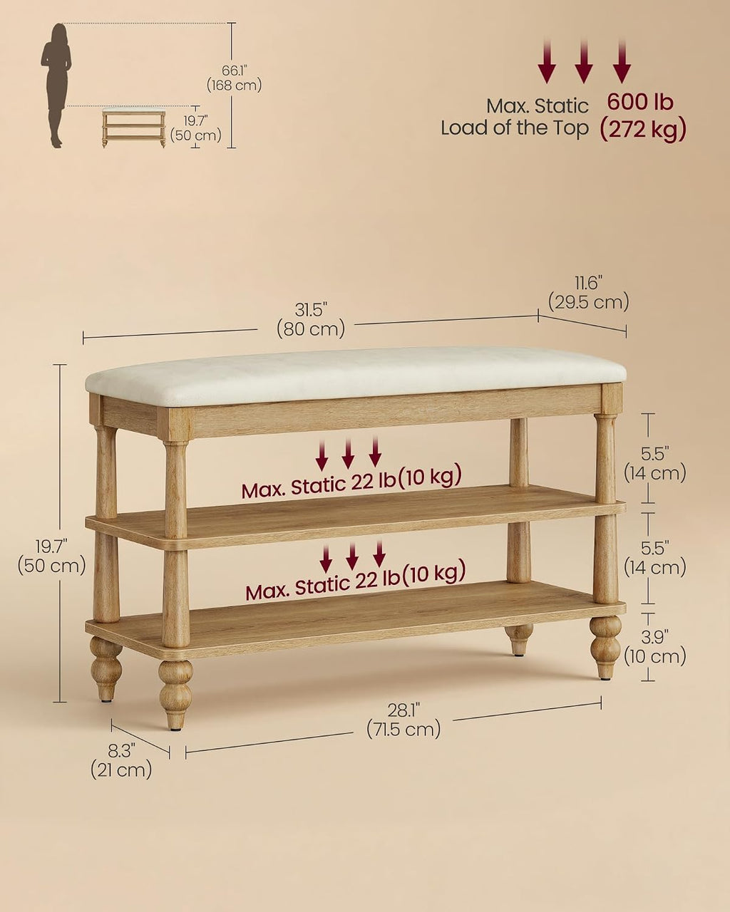 Wooden Entryway Shoe Bench