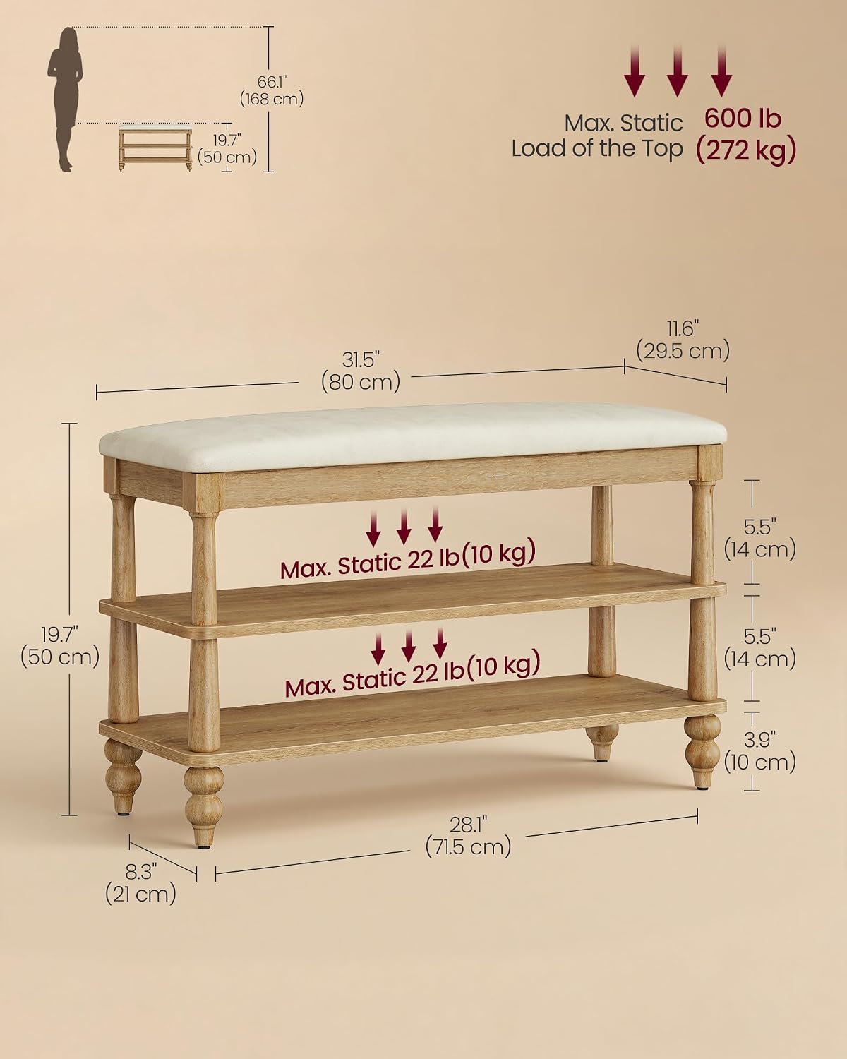 Wooden Entryway Shoe Bench