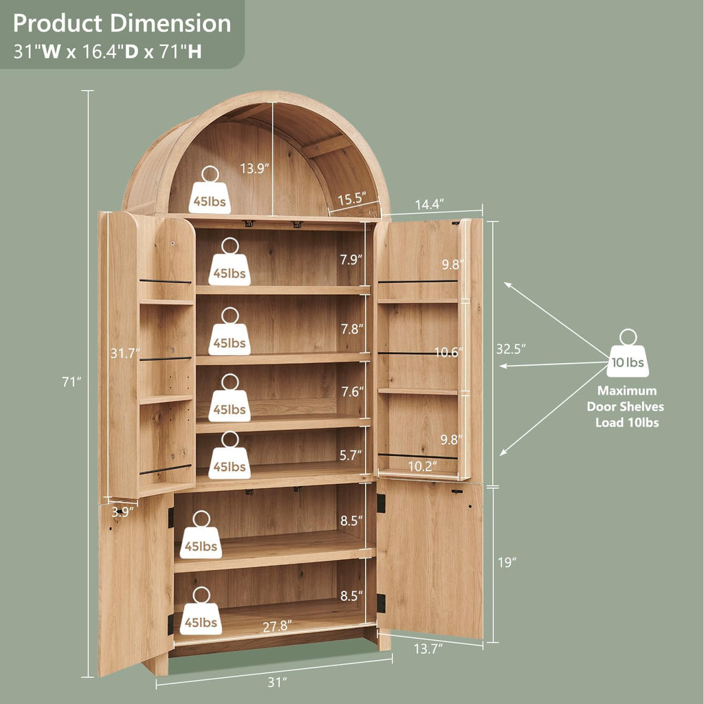 Arched Fluted Tall Bathroom Cabinet