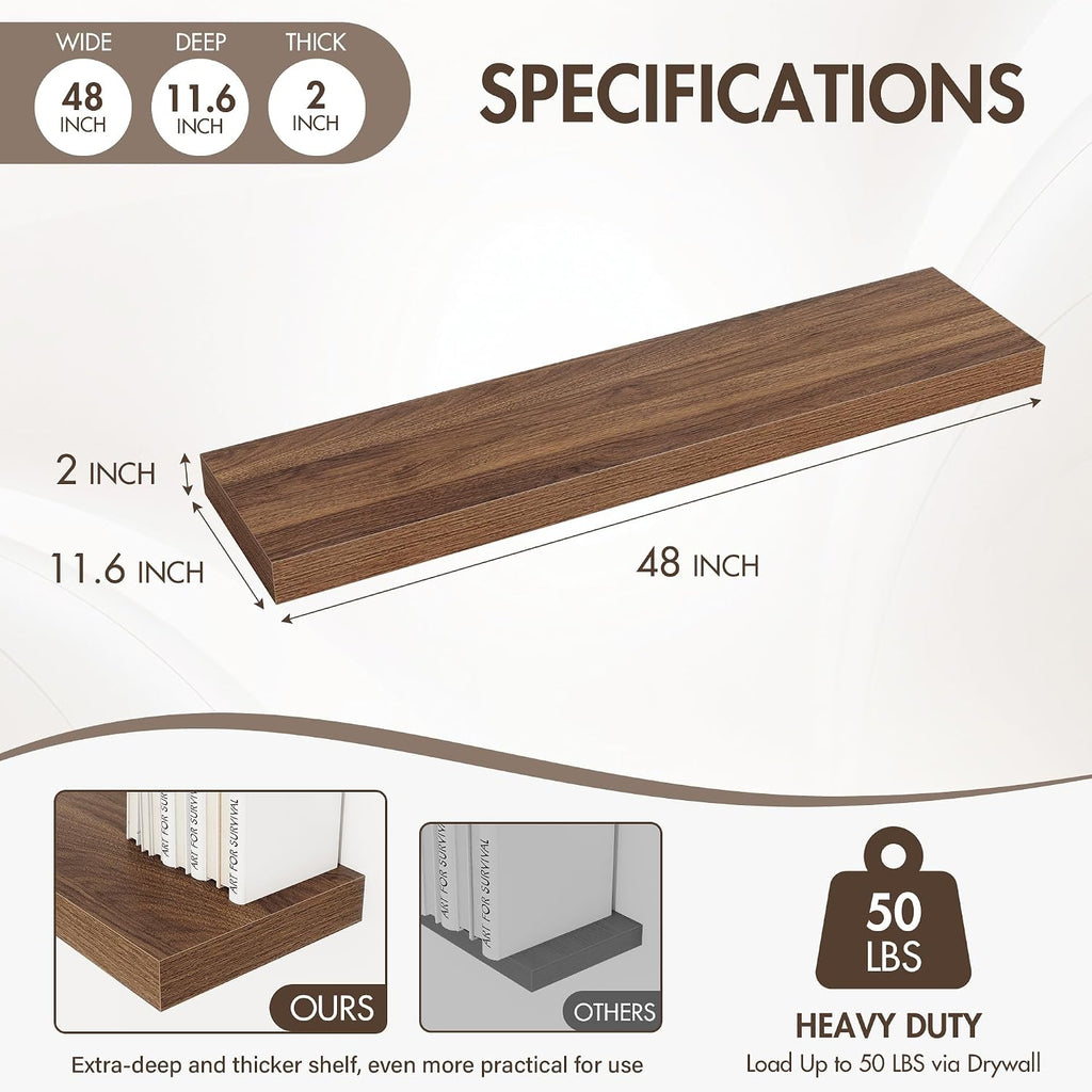 Deep Rustic Floating Shelves Set of 2