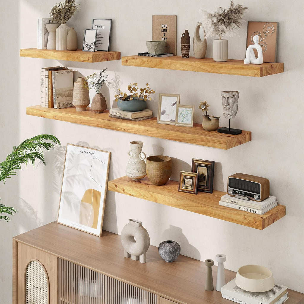 Elm Wood Extra Deep Floating Shelves