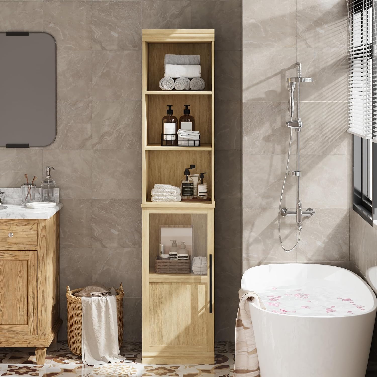 Tall Glass Door Storage Cabinet