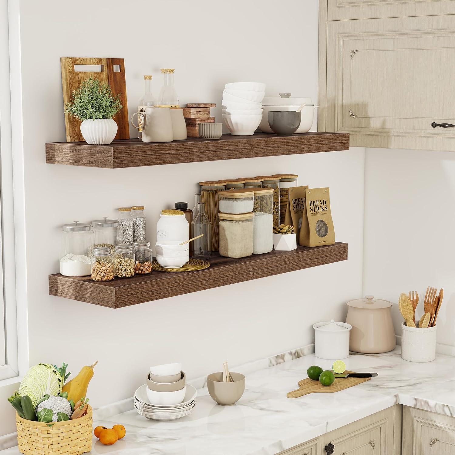 Deep Rustic Floating Shelves Set of 2