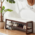 Cream White Wooden Shoe Rack Bench