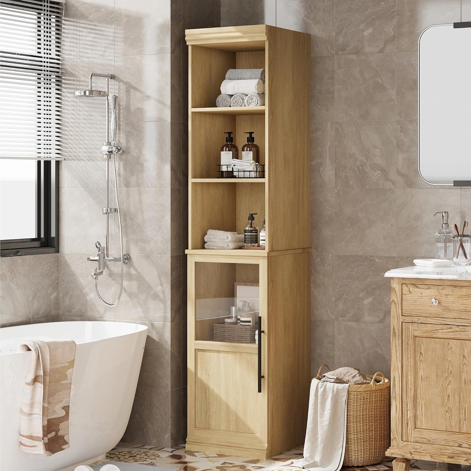 Tall Glass Door Storage Cabinet