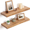 Live Edge Elm Wood Floating Shelves Set of 2