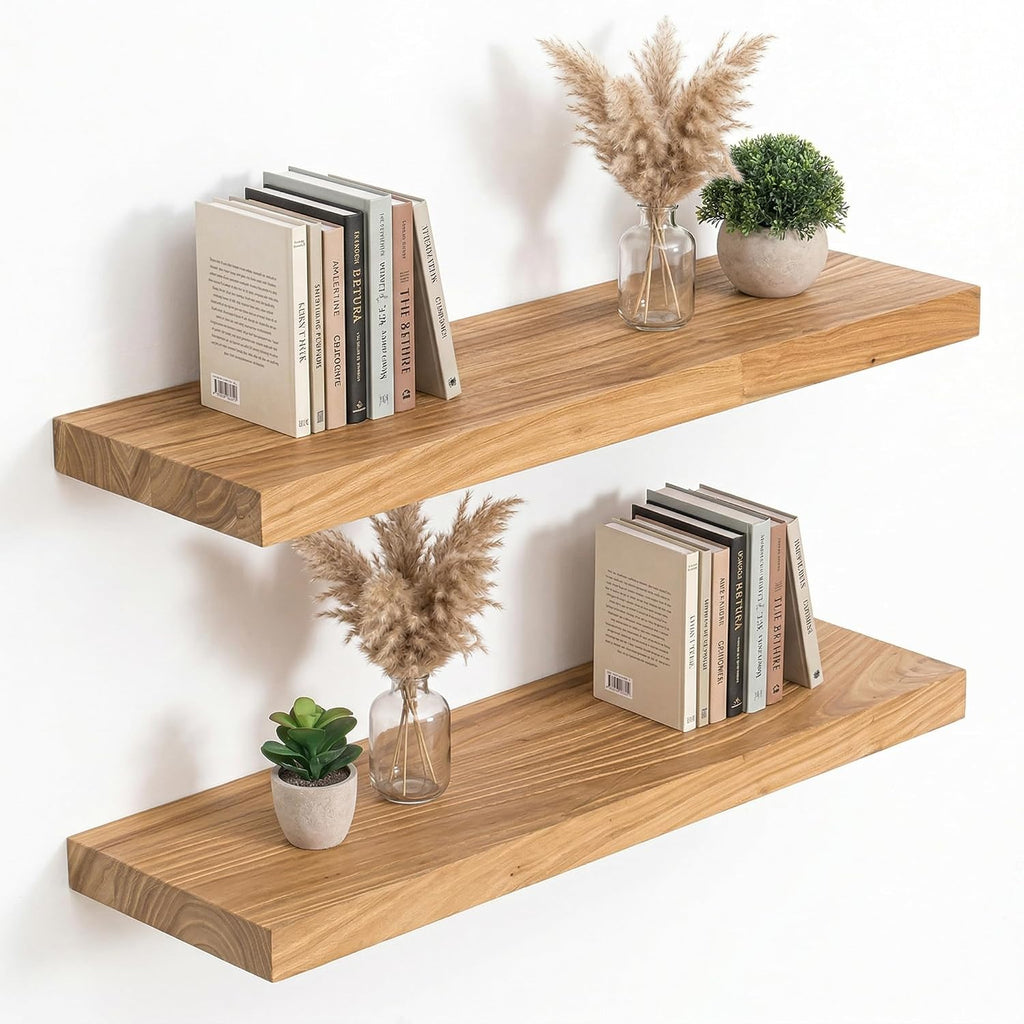 Elm Wood Extra Deep Floating Shelves