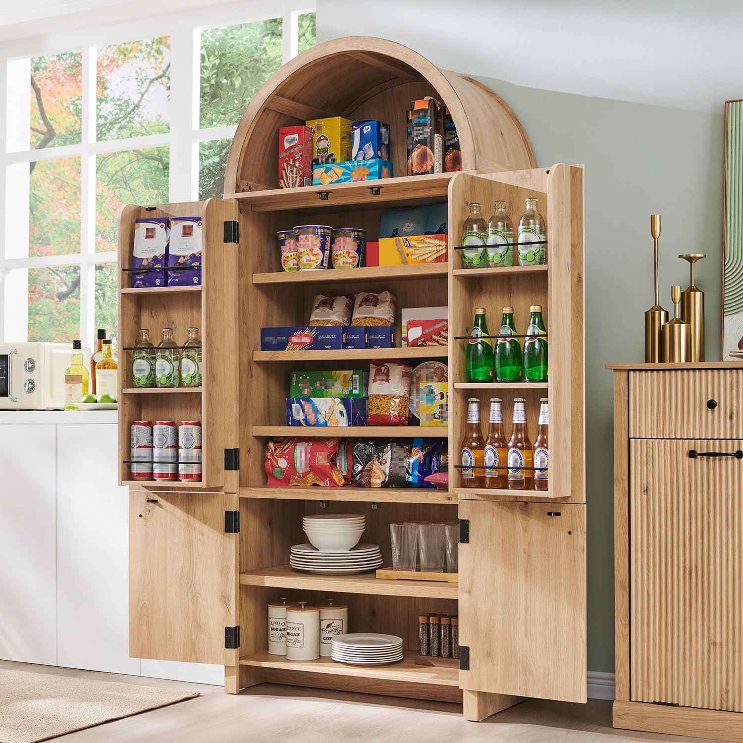 Arched Fluted Tall Bathroom Cabinet