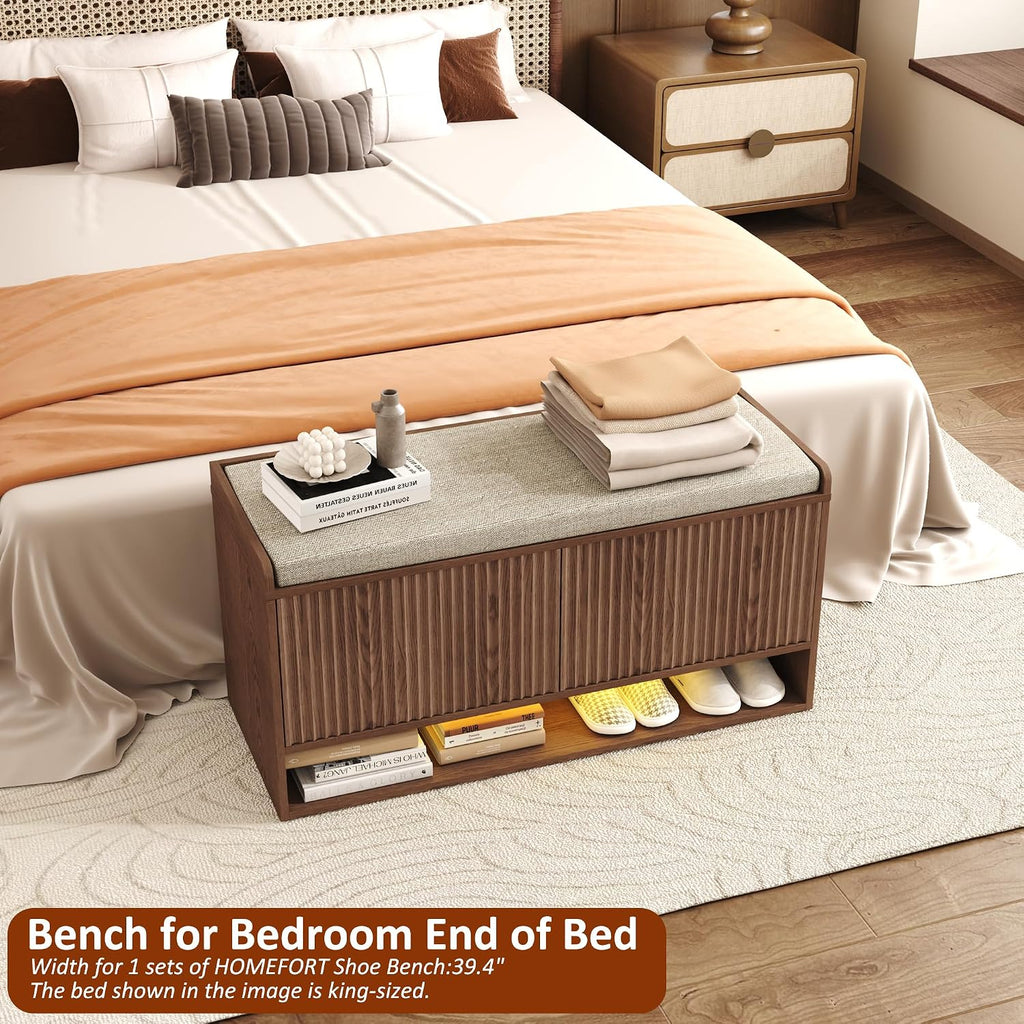 Fluted Shoe Storage Bench