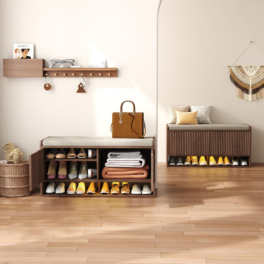 Fluted Shoe Storage Bench