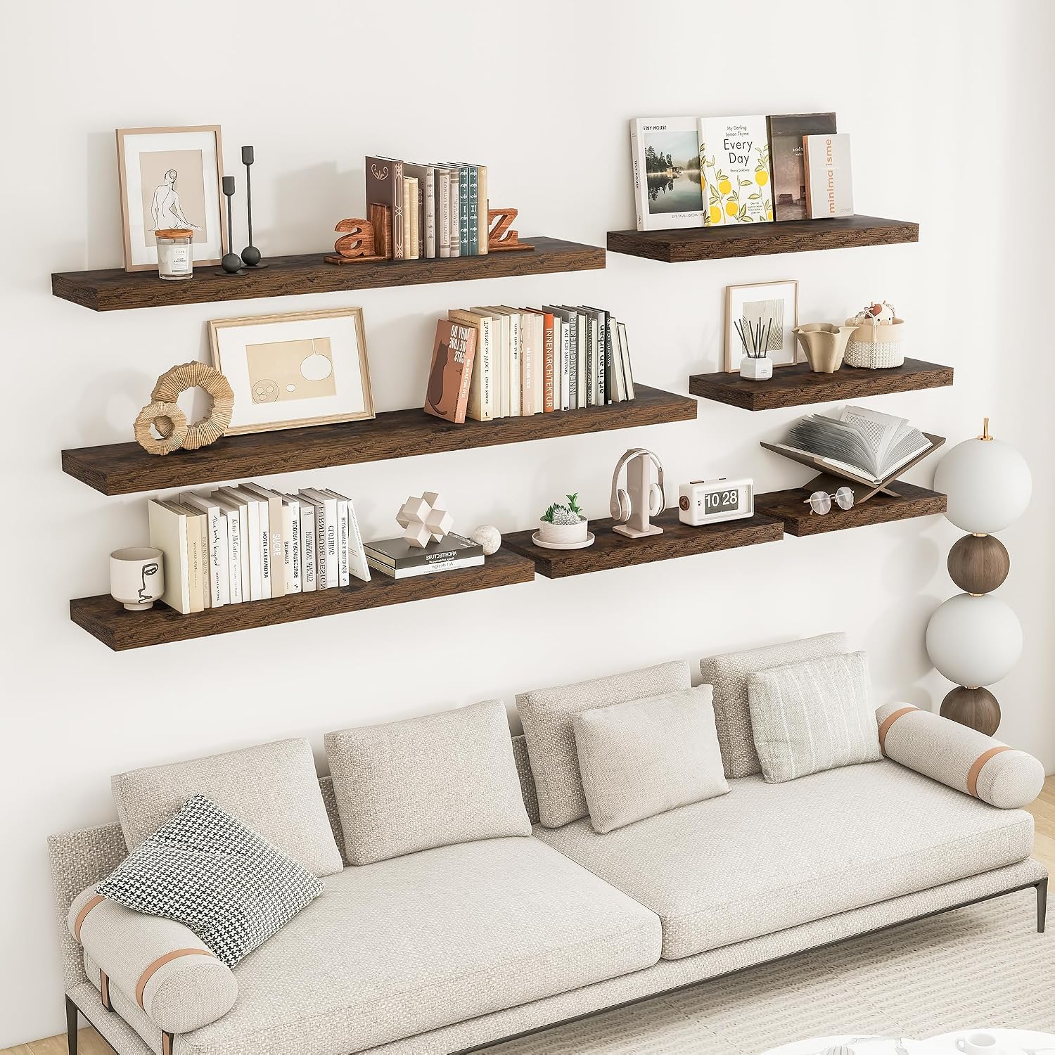 Rustic Wood Floating Shelves Set of 2