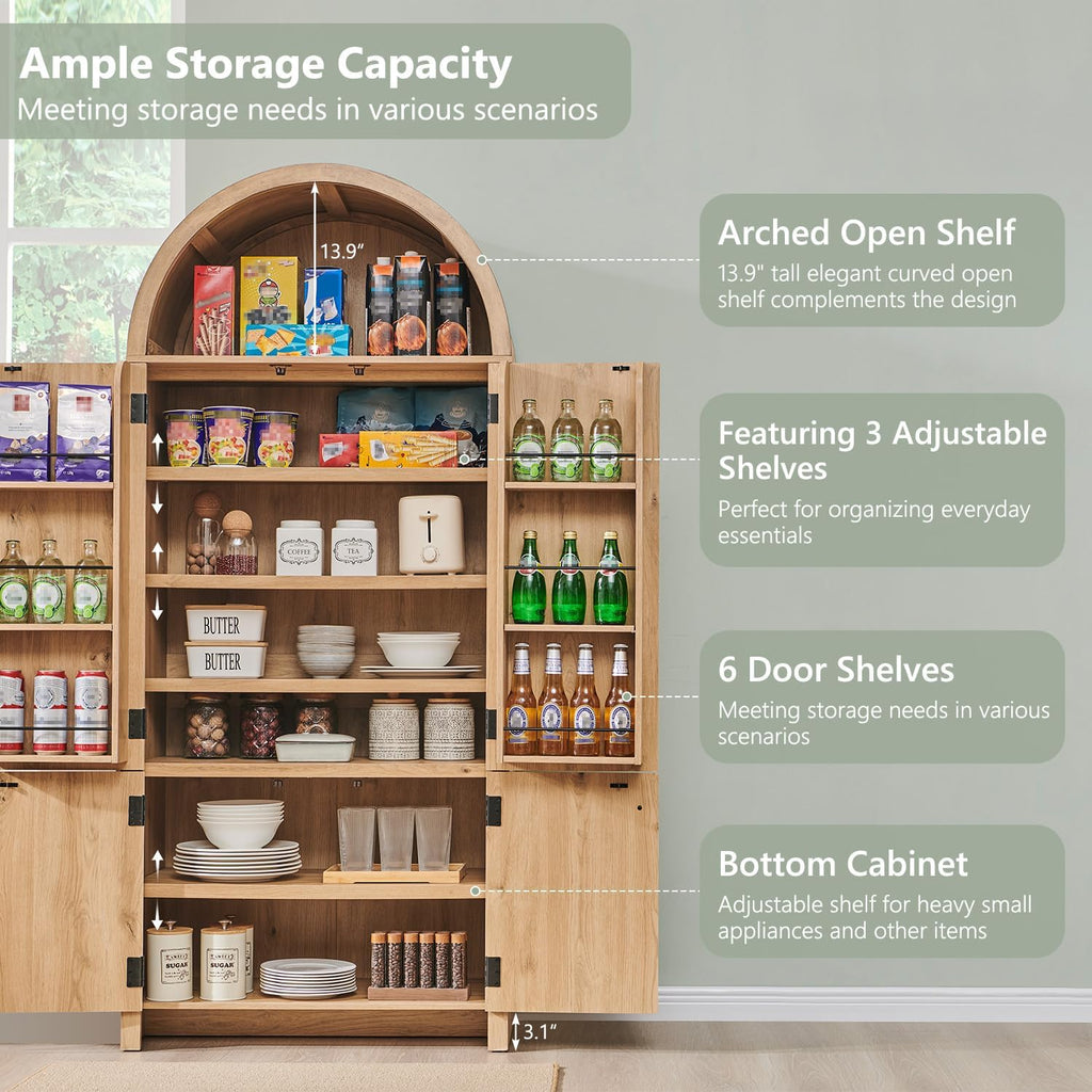 Arched Fluted Tall Bathroom Cabinet