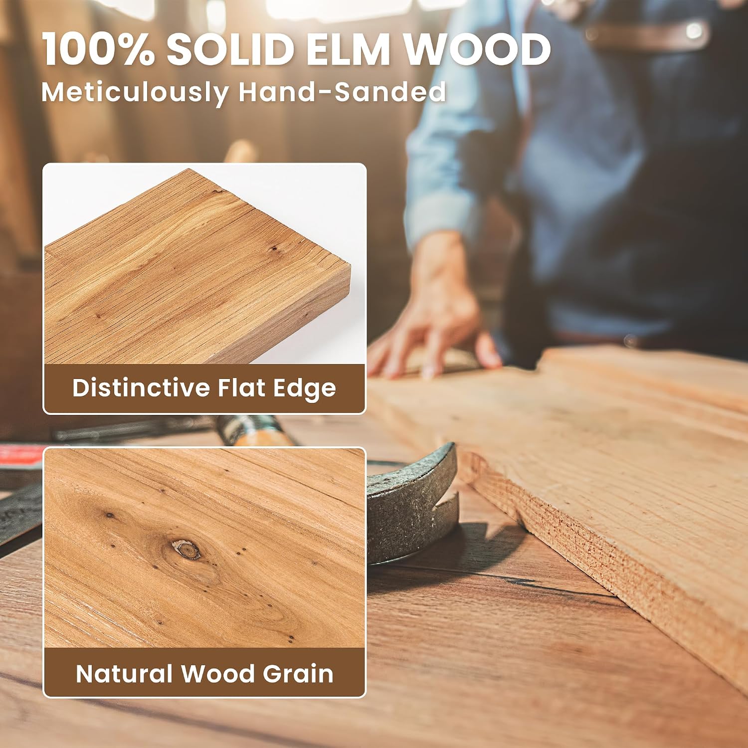 Elm Wood Extra Deep Floating Shelves
