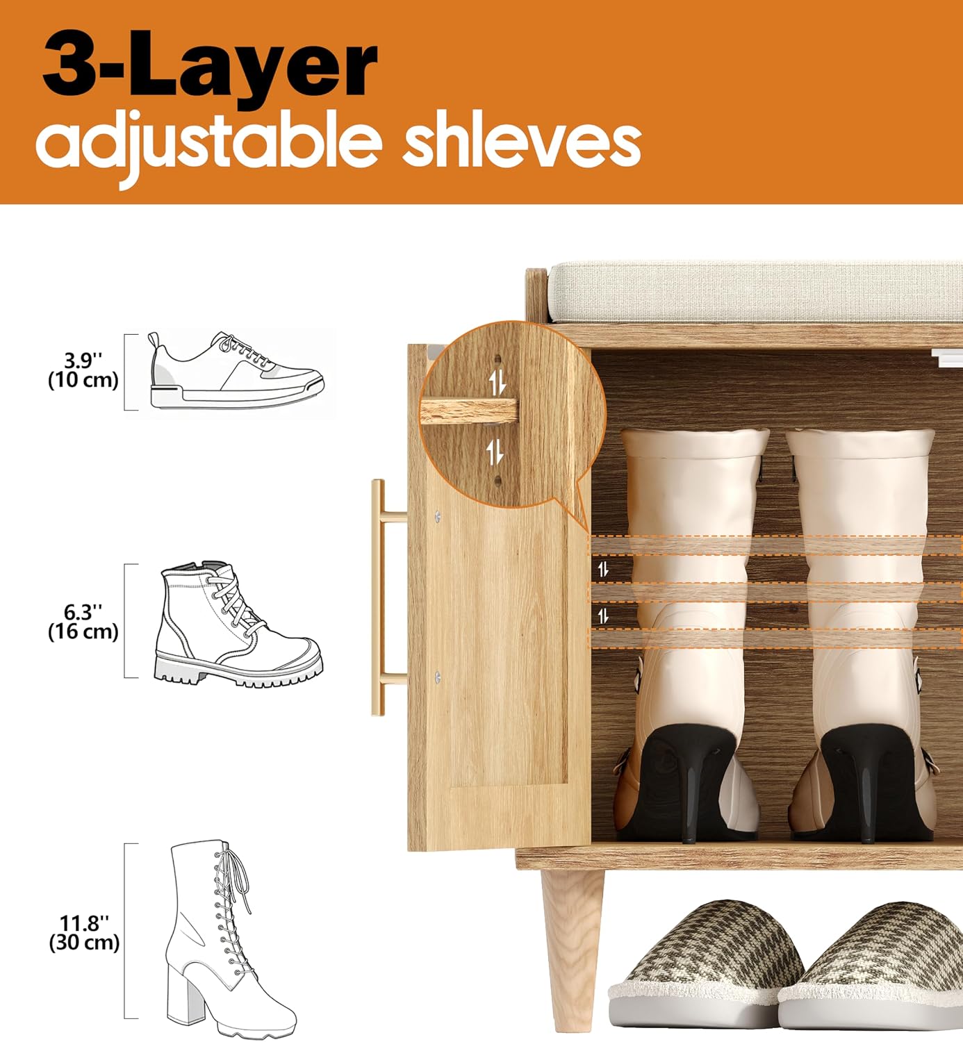Rattan Shoe Storage Bench