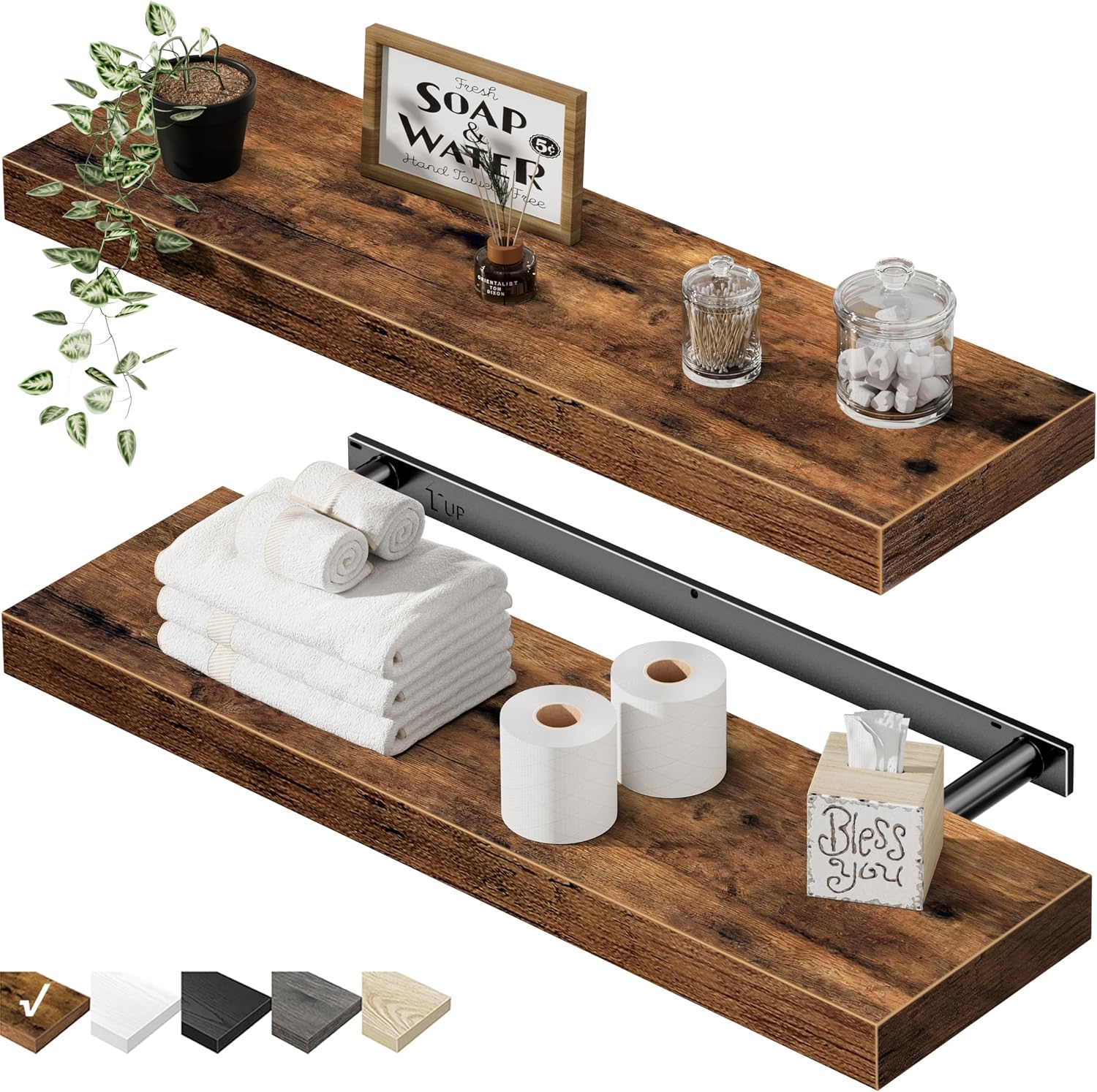 Floating Wall Mounted Shelves Set of 2