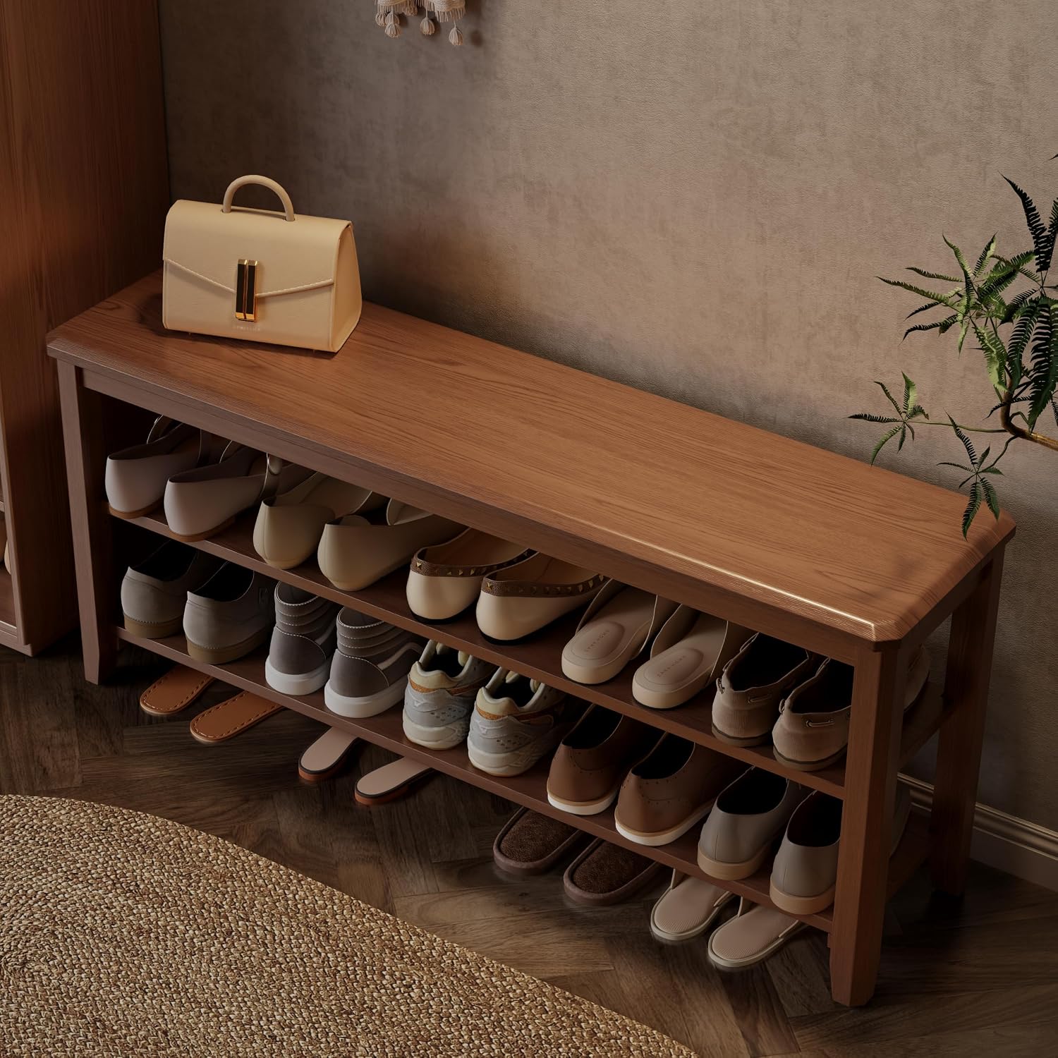 Wood Shoe Rack Bench